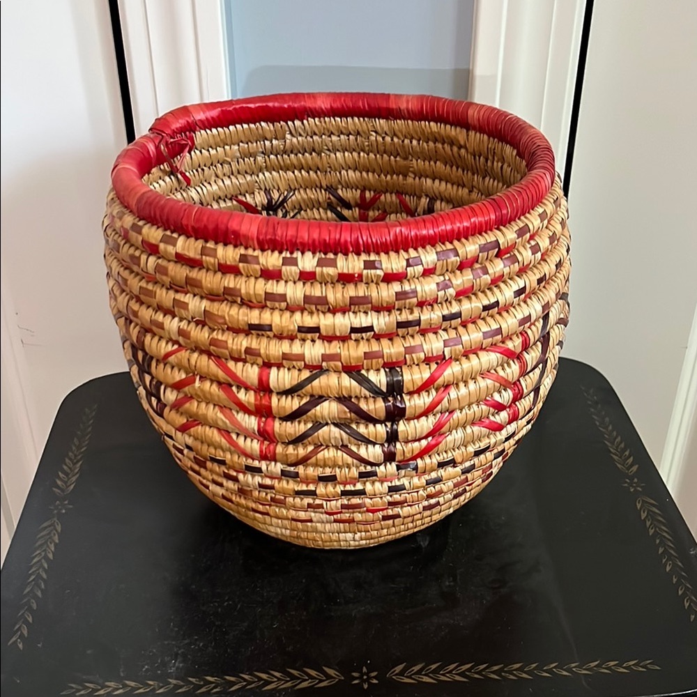 Red and Tan Woven Accent Baskets